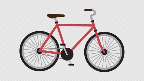 Stylized 2D Red Bicycle Riding Transport 4K Loop Alpha Vidéo 342298375