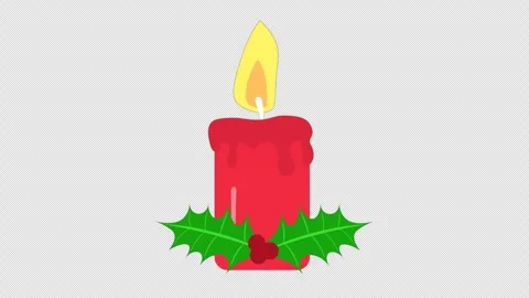 Stylized 2D Red Christmas Candle Holly 4K Loop Transparent 動画素材 338167987