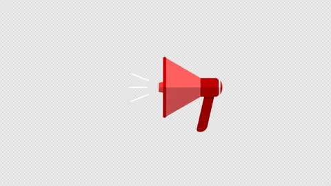 Stylized 2D Red Megaphone Announcement Alert 4K Loop Alpha Видео 340436610