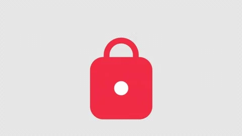 Stylized 2D Red Padlock Closing Security Icon 4K Loop Alpha Stock Footage 338326485