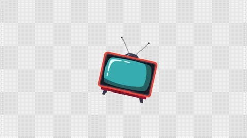 Stylized 2D Retro Television TV Frame Bouncing 4K Loop Alpha Stock Footage 340242476
