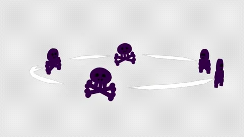 Stylized 2D Skull Negative Status Effect Reaction 4K Alpha Stock Footage 338064329