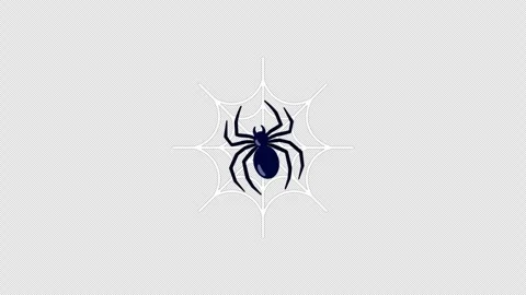 Stylized 2D Spider On Web Spooky Halloween 4K Loop Alpha Vídeos de archivo 339374324