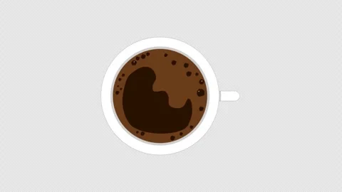 Stylized 2D Top View Coffee Cup Rippling 4K Loop Alpha Stock-Footage 339375026