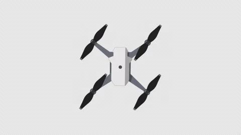 Stylized 2D Top View Drone Flying Hovering 4K Loop Alpha Vídeo Stock 342321207