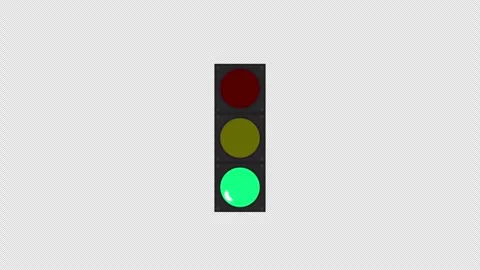 Stylized 2D Traffic Light Changing Color 4K Loop Alpha Vídeo Stock 342583189