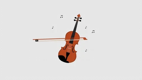 Stylized 2D Violin Playing Musical Notes 4K Loop Alpha Stock Footage 339374107