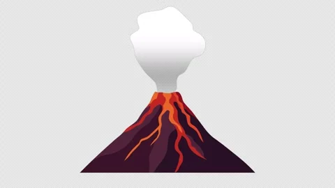 Stylized 2D Volcano Smoke Angry Reaction 4K Loop Alpha Video stock 341534810