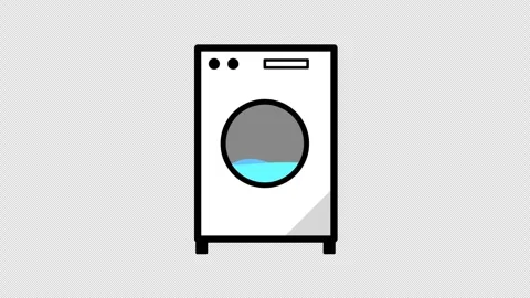 Stylized 2D Washing Machine Laundry 4K Loop Alpha Stock Footage 339272464