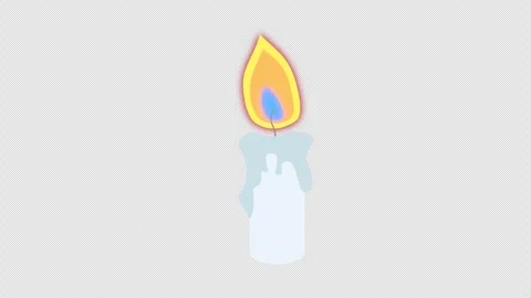 Stylized 2D White Candle Burning Flame 4K Loop Transparent Vídeos de archivo 338168023
