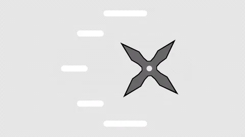 Stylized 2D White Ninja Star Shuriken Flying 4K Loop Alpha Stock Footage 338441409
