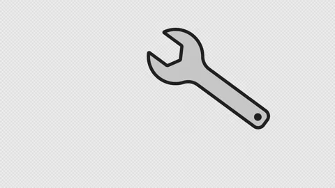 Stylized 2D Wrench Tool Settings Icon 4K Loop Alpha Vídeos de archivo 339375228
