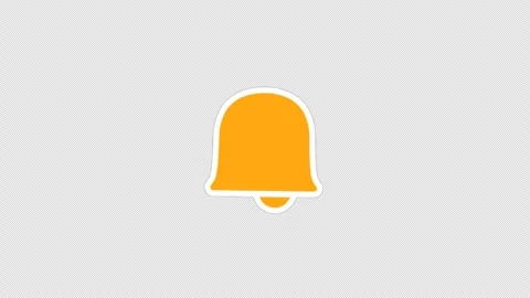 Stylized 2D Yellow Bell Ringing Notification 4K Loop Alpha Stock Footage 339274035