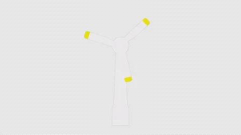 Stylized 2D Yellow Wind Turbine Rotating Clean Energy 4K Loop Video stock 338169656