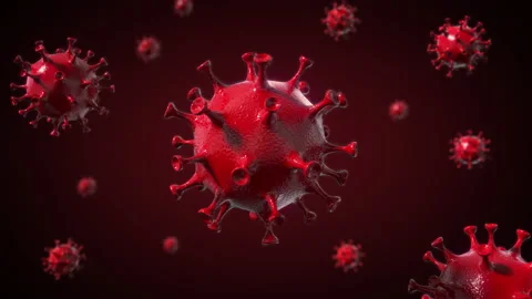 Stylized 3d Animation Red Corona Virus (COVID-19) cells (1) Stock Footage 131672656