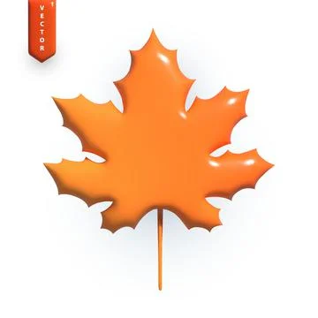 Stylized 3D autumn orange maple leaf. Vector Stock Illustration