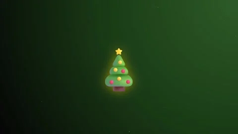Stylized 3d christmas tree with glowing star on dark green background Stock Footage 346506663