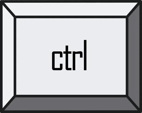 Stylized 3D control keycap is floating in perspective with 'ctrl' label on Stock Illustration