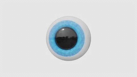 Stylized 3D Eyeball Rotating on a Transparent Background. Seamless Loop. 4K Stock Footage 336613054
