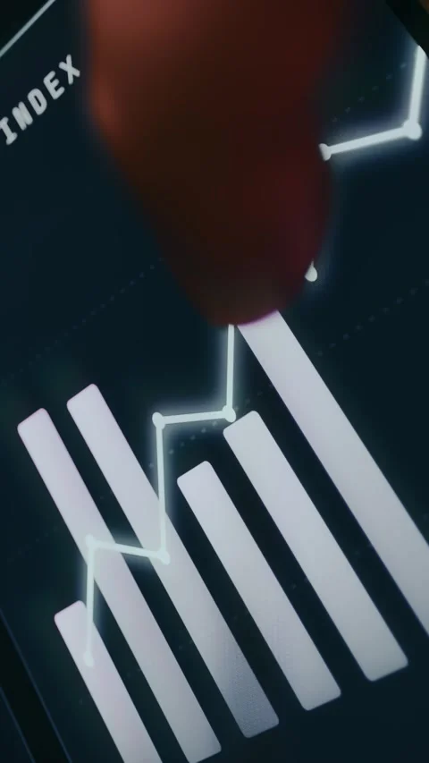 Stylized 3D financial bar graph with a positive trend line Stock Footage 334446073