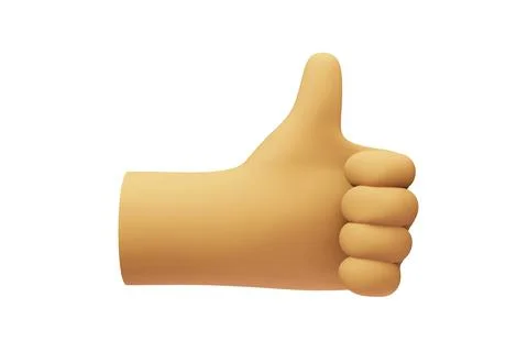 Stylized 3d hand. Thumb up gesture on white isolated background. Stock Illustration