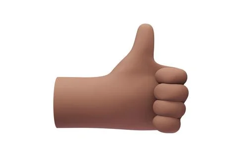 Stylized 3d hand. Thumb up gesture on white isolated background. Illustration