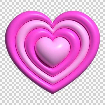 Stylized 3D heart is floating on transparent canvas, featuring four glossy Stock Illustration