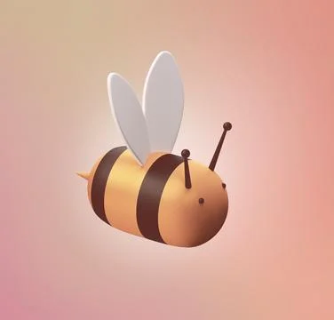 Stylized 3d icon object - bee, Not gen Ai Stock Illustration