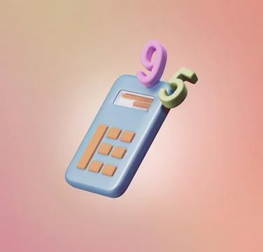 Stylized 3d icon object - calculator, Not gen Ai Stock Illustration