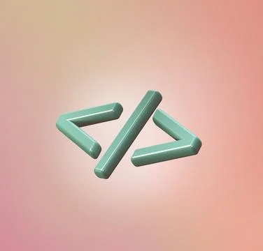 Stylized 3d icon object - code marks, Not gen Ai Stock Illustration