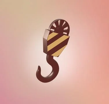 Stylized 3d icon object - crane hook, Not gen Ai Stock Illustration