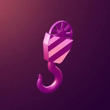 Stylized 3d icon object - crane hook, Not gen Ai Stock Illustration