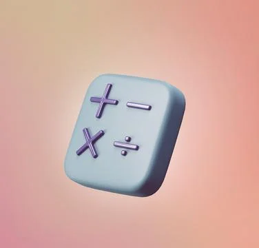 Stylized 3d icon object - equasion signs, Not gen Ai Stock Illustration