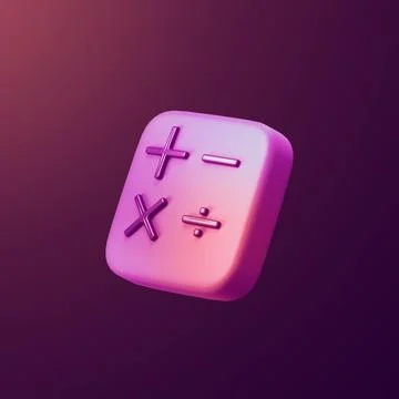 Stylized 3d icon object - equasion signs, Not gen Ai Stock Illustration