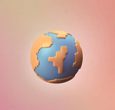 Stylized 3d icon object - globe, Not gen Ai Stock Illustration