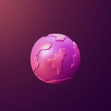 Stylized 3d icon object - globe, Not gen Ai Stock Illustration