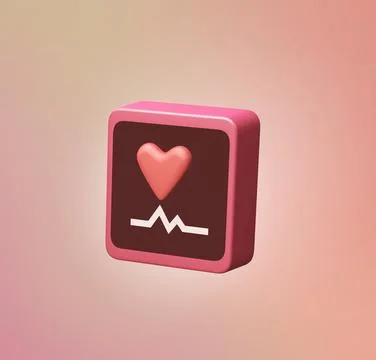 Stylized 3d icon object - heart monitor Stock Illustration