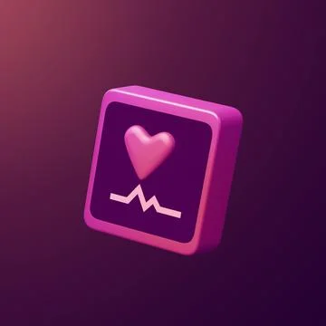 Stylized 3d icon object - heart monitor, Not gen Ai Stock Illustration