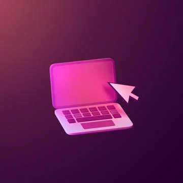 Stylized 3d icon object - laptop, Not gen Ai Stock Illustration