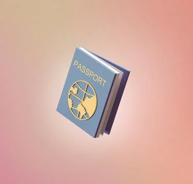 Stylized 3d icon object - passport, Not gen Ai Stock Illustration