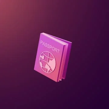 Stylized 3d icon object - passport, Not gen Ai Stock Illustration