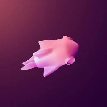 Stylized 3d icon object - rocket, Not gen Ai Stock Illustration