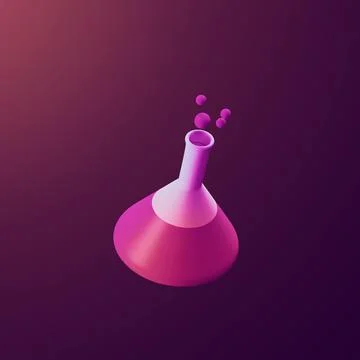 Stylized 3d icon object - science bottle, Not gen Ai Stock Illustration