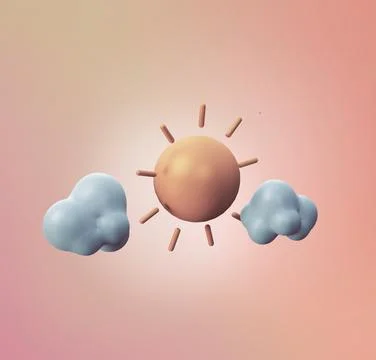 Stylized 3d icon object - sun and clouds Stock Illustration