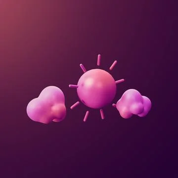 Stylized 3d icon object - sun and clouds, Not gen Ai Stock Illustration
