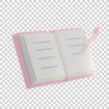 Stylized 3d icon of a pen writes on a book over white background Stock Illustration