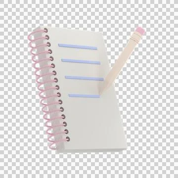 Stylized 3d icon of a pencil writes on notebook Illustrazione stock