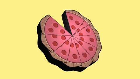 Stylized 3d minimalistic pizza pie animation: Rotating Pizza slices Stock Footage 103552605