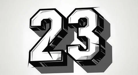 Stylized 3d number twenty three in comic book pop art style with bold black.. Stock Illustration