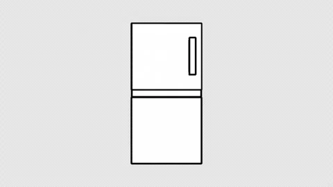 Stylized 3D Refrigerator Door Opening Closing 4K Loop Alpha Vídeos de archivo 336659537